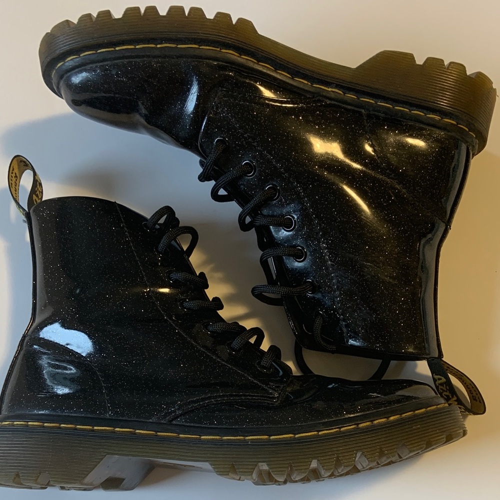 Dr. Martens Black Glitter Lace Up Boots